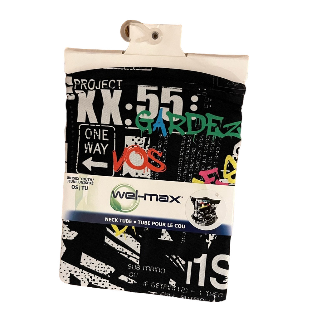 🆕 Wel-Max Unisex Youth Neck Tube Face Mask NWT Black Multi Coloured
